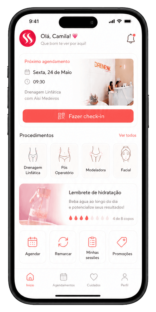 Tela inicial do app Drenesse